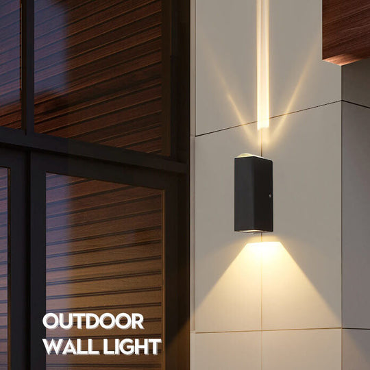 Modern Waterproof LED Outdoor Wall Light | Rectangular Up/Down Aluminium Fixture
