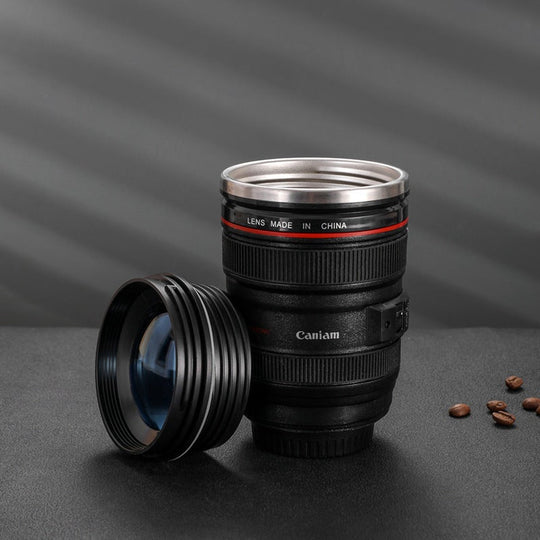 Camera Lens Inspired Insulated Coffee Mug