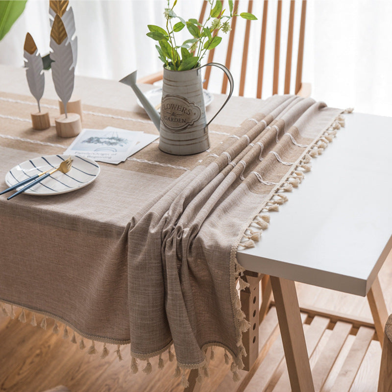 Waterproof Oil-Resistant Rectangular Tablecloth - Cotton Linen, Wrinkle-Resistant for Kitchen, Dining Room, Buffet, and Party