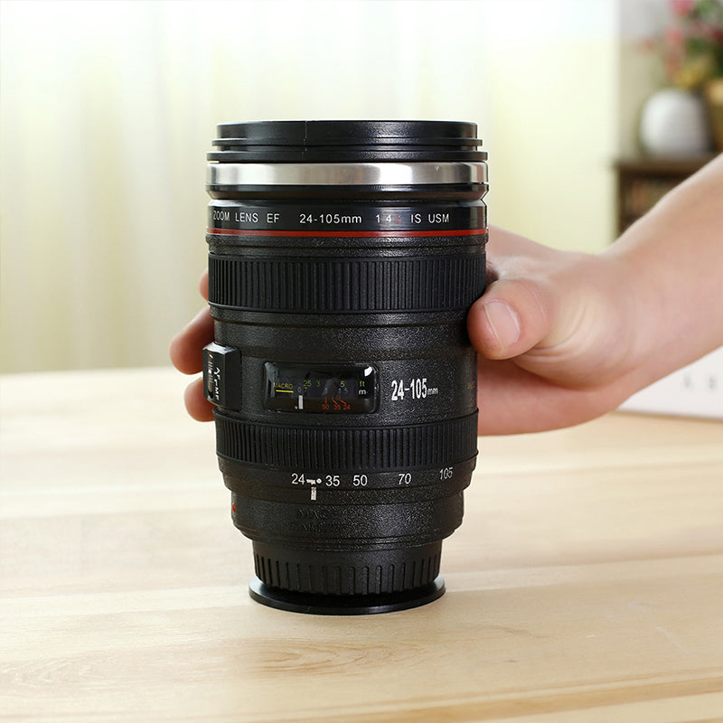 Camera Lens Inspired Insulated Coffee Mug