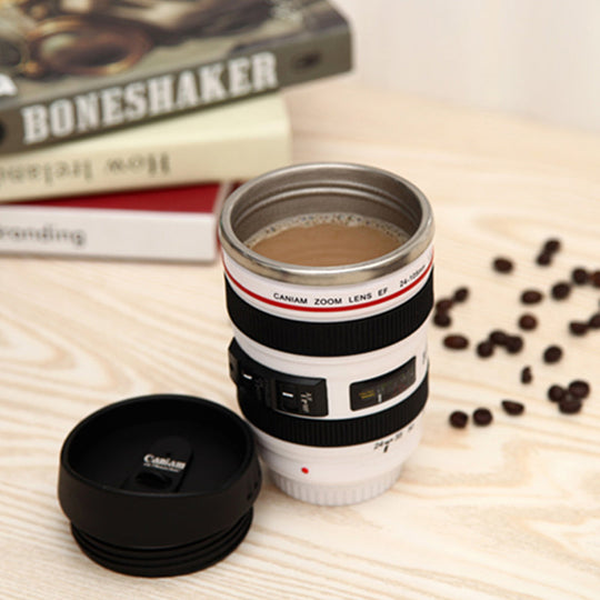 Camera Lens Inspired Insulated Coffee Mug