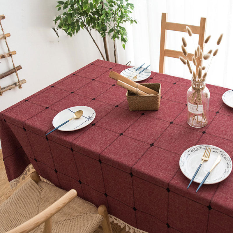 Waterproof Oil-Resistant Rectangular Tablecloth - Cotton Linen, Wrinkle-Resistant for Kitchen, Dining Room, Buffet, and Party