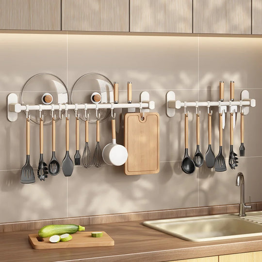 Wall-Mounted Storage Shelf for Kitchen Utensils – Versatile Organizer for Pan Lids and Spatulas