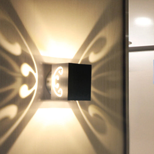 Modernist LED Wall Lamp - Chrome Hollow Butterfly Design with Aluminium Shade, Red/Blue/Purple Light