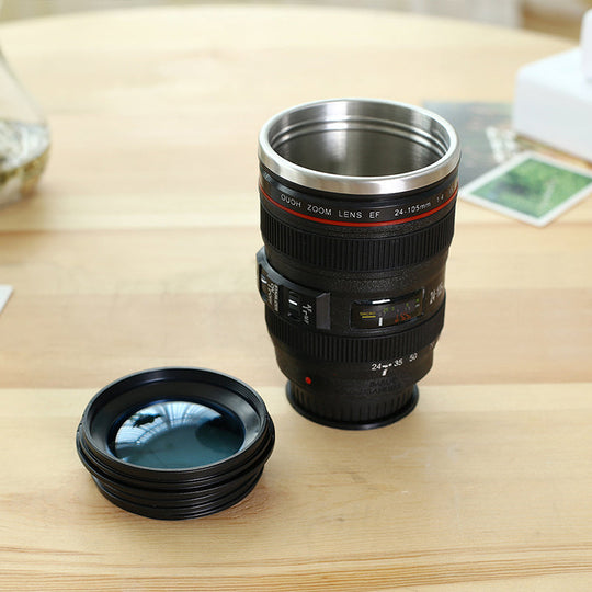 Camera Lens Inspired Insulated Coffee Mug