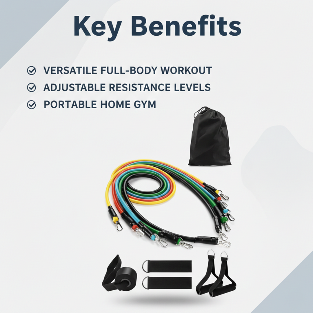 11-Piece Resistance Band Set for Home Workouts