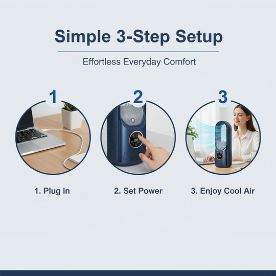 Bladeless Cooling Fan - Portable USB - Desktop Design