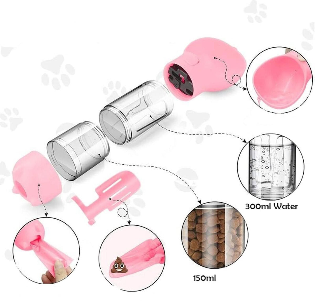 Snackbuddy Pro – 2-in-1 Water & Food Bottle with Poop Bag Holder