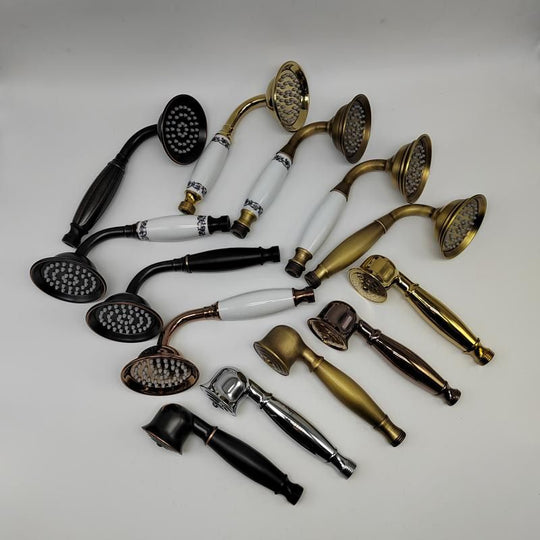 Traditional Handheld Shower Head with Hose - Polished Brass Wall Mounted Design