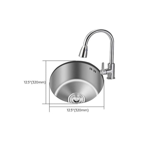 Round Stainless Steel Built-in Sink with Basket Strainer