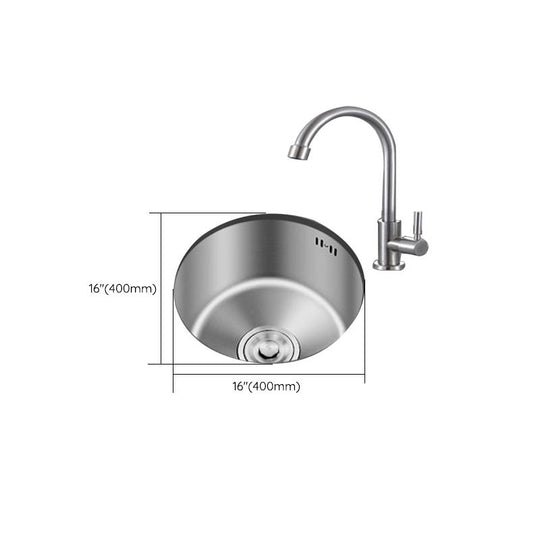 Round Stainless Steel Built-in Sink with Basket Strainer