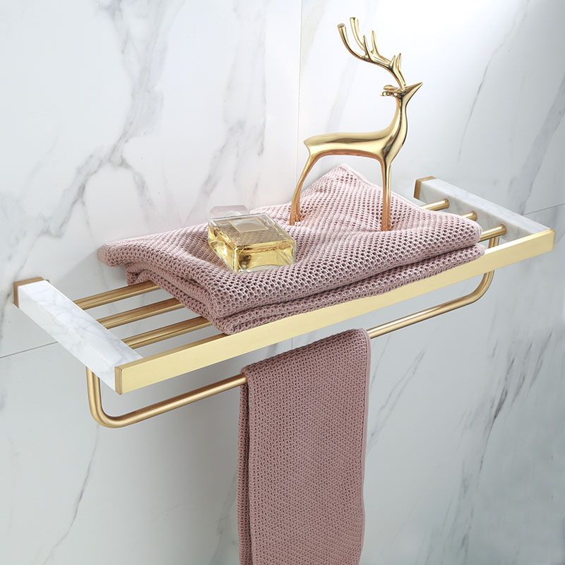 Polished Brass Bathroom Accessory Set with Marble Hardware