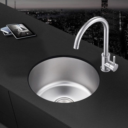 Round Stainless Steel Built-in Sink with Basket Strainer