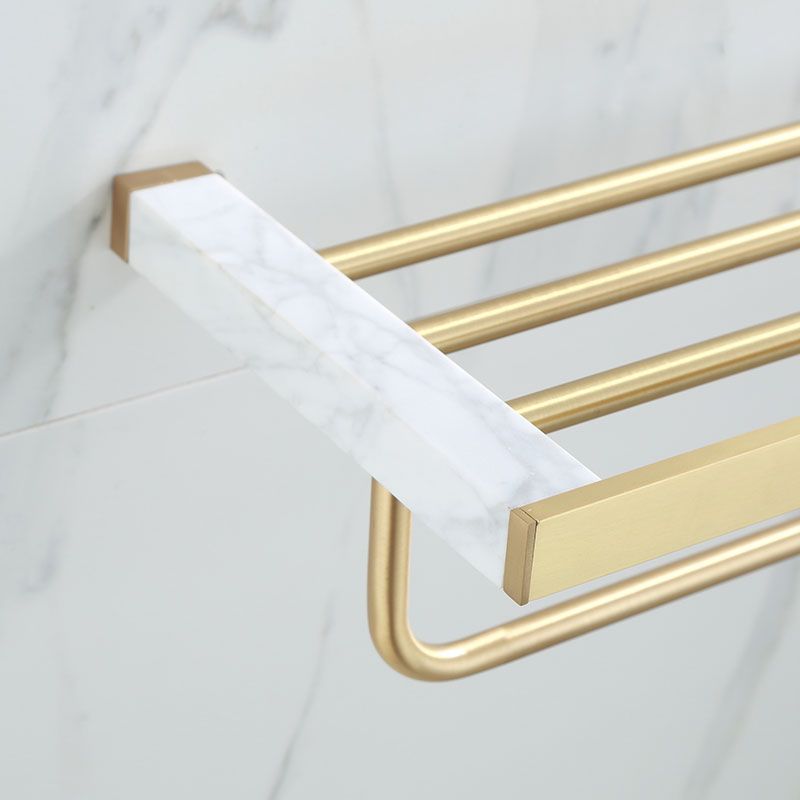 Polished Brass Bathroom Accessory Set with Marble Hardware