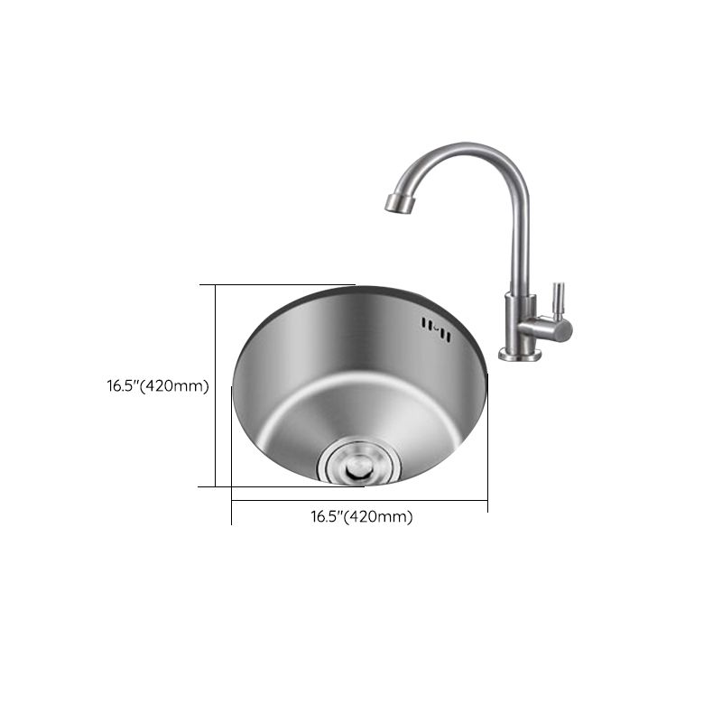Round Stainless Steel Built-in Sink with Basket Strainer