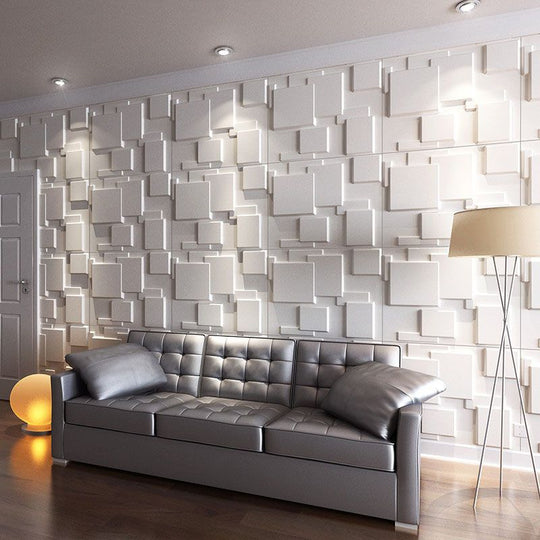 Square Interior Wall Cladding - Peel and Stick Texture Effect