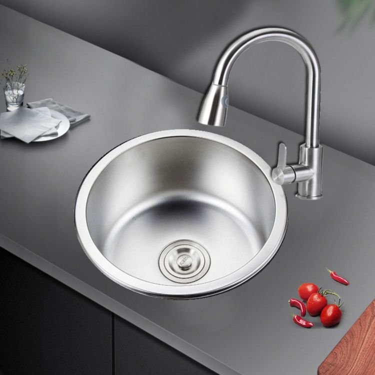 Round Stainless Steel Built-in Sink with Basket Strainer