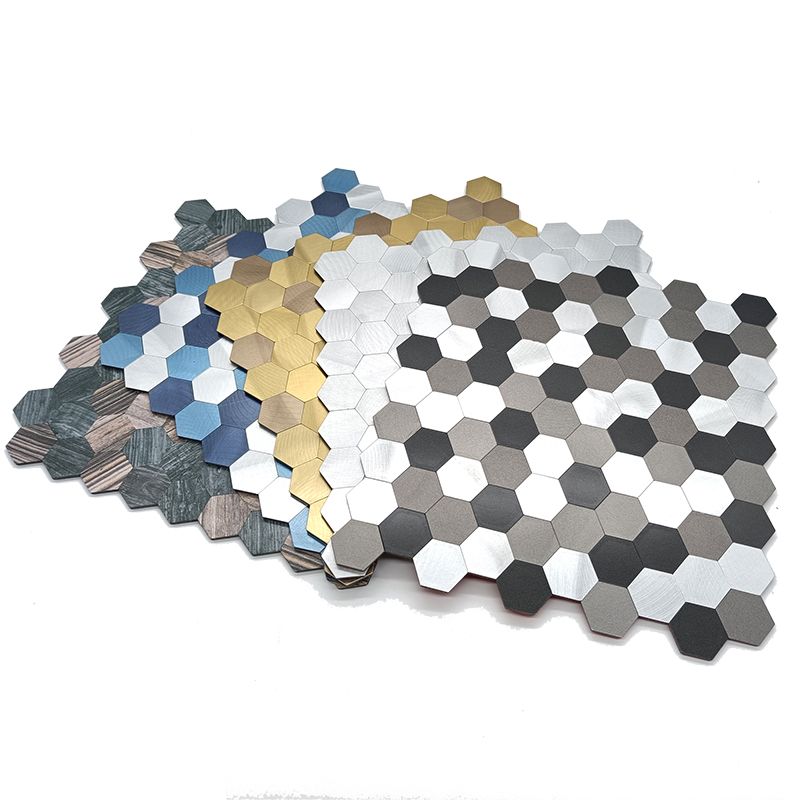 Modern Tile Peel & Stick Metal Mosaic Hexagon Subway Tile