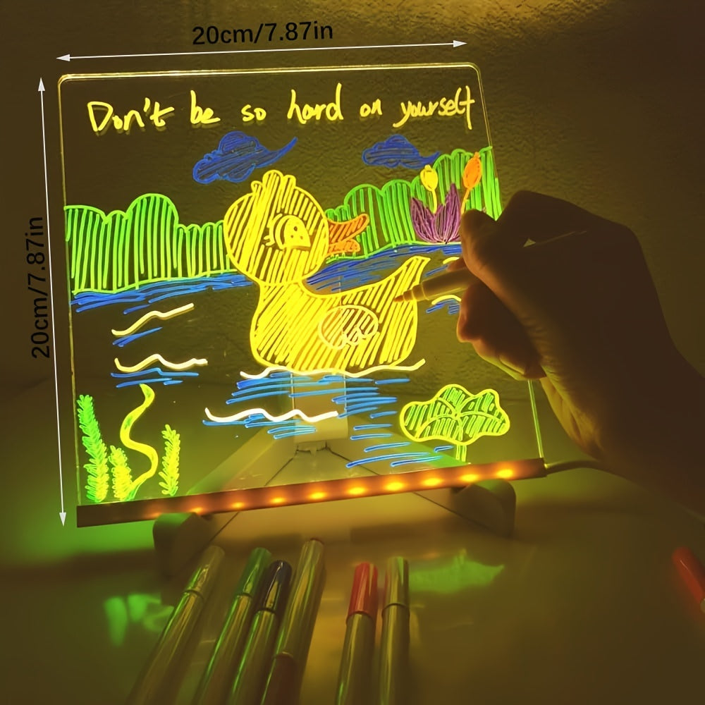 USB LED Noteboard with 12 Coloured Pens - Bright Message Board for Office & Home