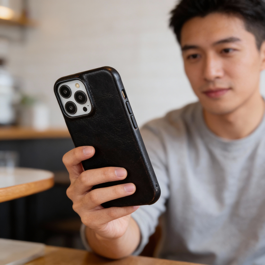 Genuine Leather Oil Wax iPhone Case