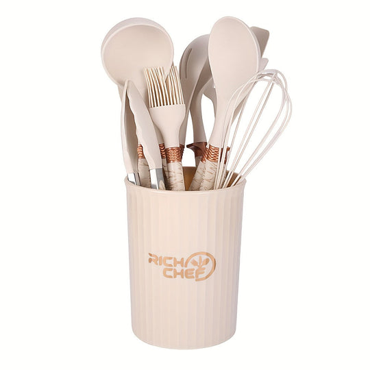 Elegant Silicone Kitchen Utensil Set - Cooking Joy for Your Kitchen