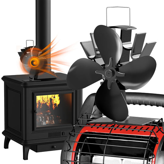 4-Blade Stove and Fireplace Fan for Wood and Fireplaces