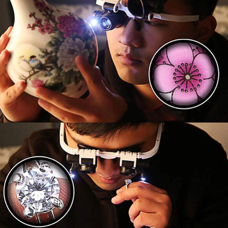 Magnifying Glasses with LED Lamps for Dual Eyes