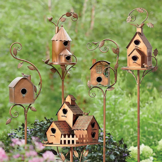 Garden Birdhouse Stakes