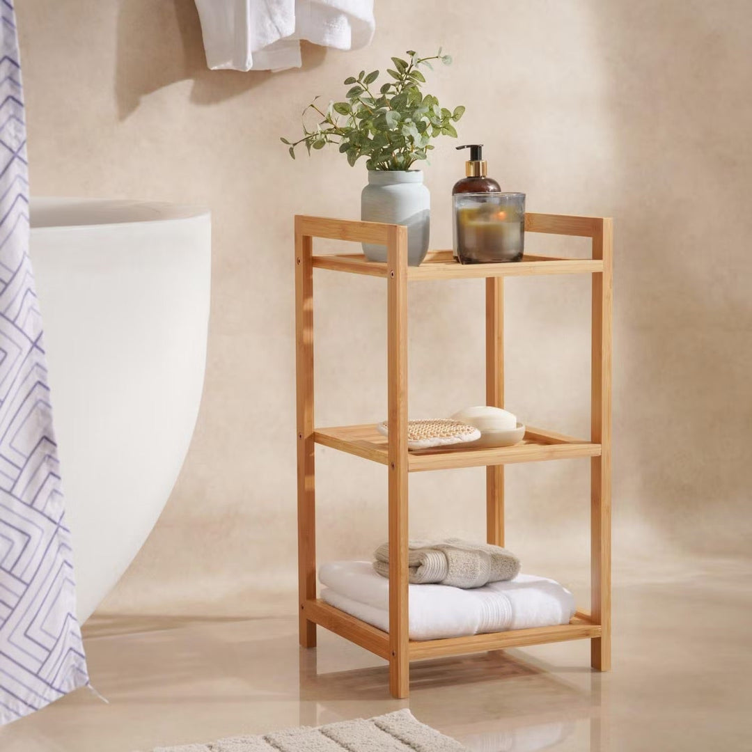 3-Tier Bamboo Bath Rack, 30x30x57cm, Natural Finish