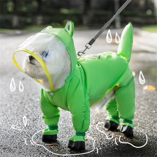 Dog-Shaped Overall Raincoat - Waterproof Cover with Tail