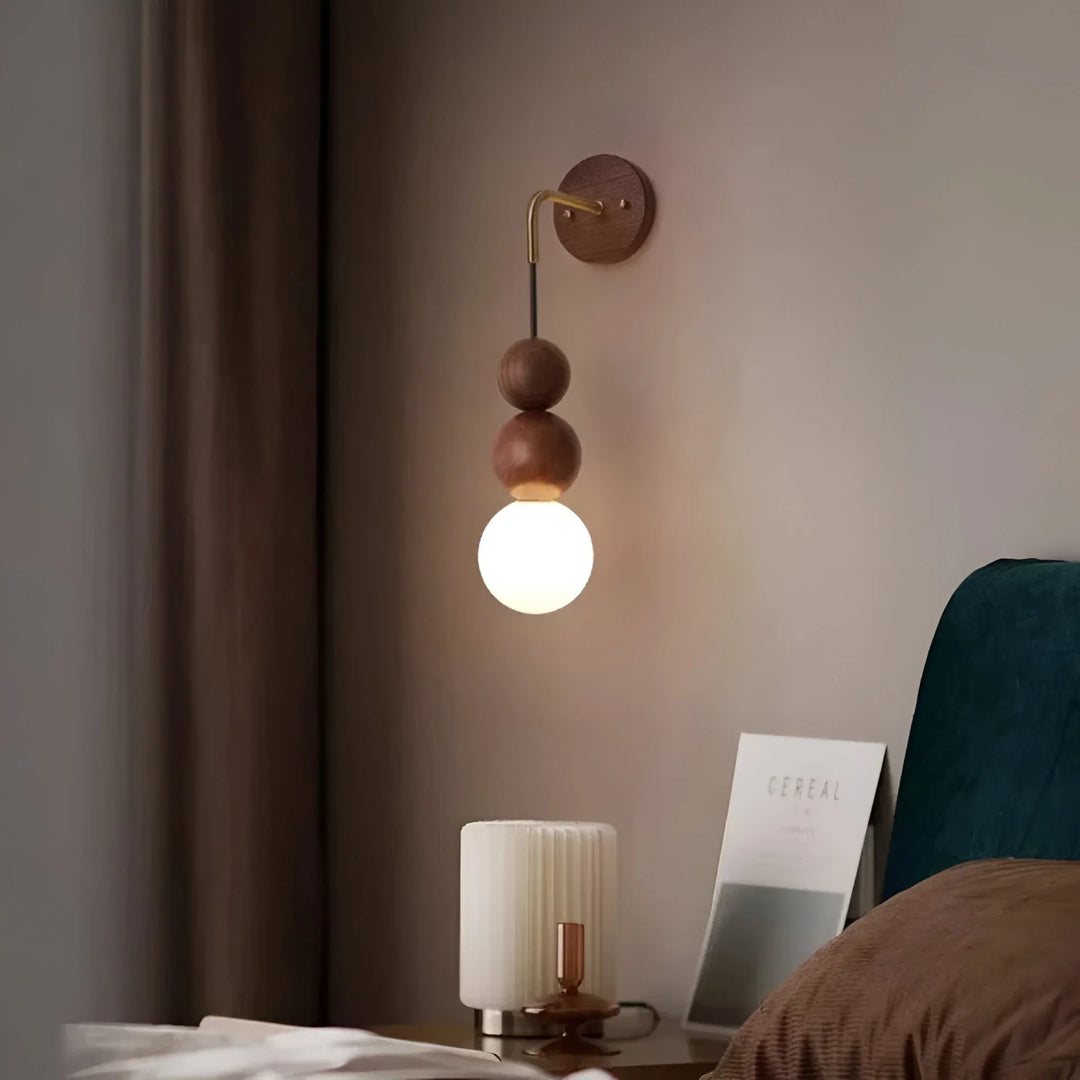 Walnut & Brass Accent Wall Light
