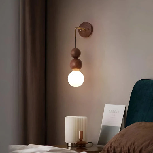 Walnut & Brass Accent Wall Light