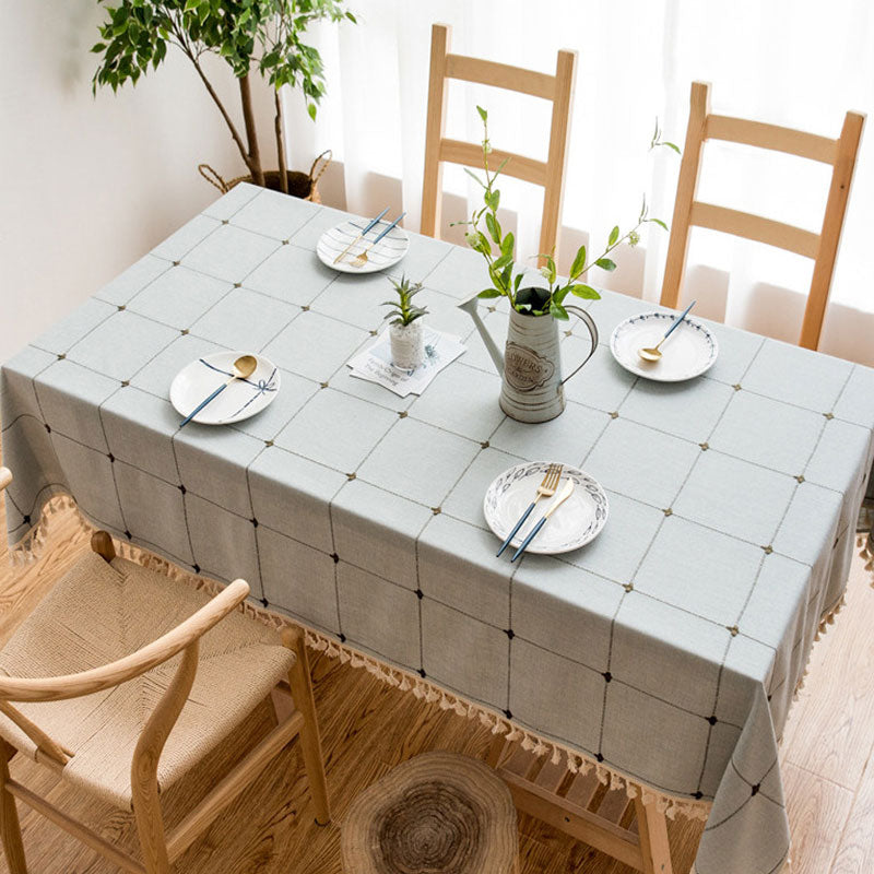 Waterproof Oil-Resistant Rectangular Tablecloth - Cotton Linen, Wrinkle-Resistant for Kitchen, Dining Room, Buffet, and Party