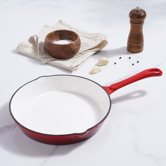 Enameled Cast Iron Frying Pan, 40x25x5.5cm, Ombre Red