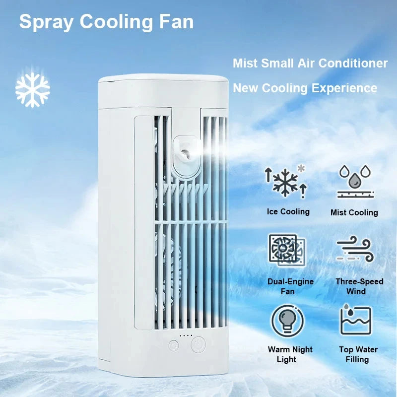 Air Conditioner Fan - Portable Desk - Spray Cooling