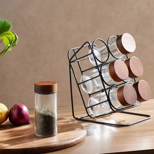 Virella 6 Piece Jar Set for Spices with Slanted Stand