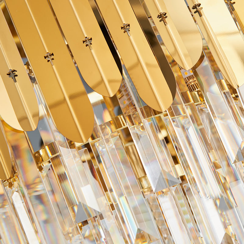 Stacked Wall Light - Modern Metal 1-Light Brass Wall Lamp with Clear Crystal Block for Nightstand