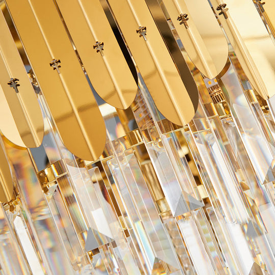 Stacked Wall Light - Modern Metal 1-Light Brass Wall Lamp with Clear Crystal Block for Nightstand