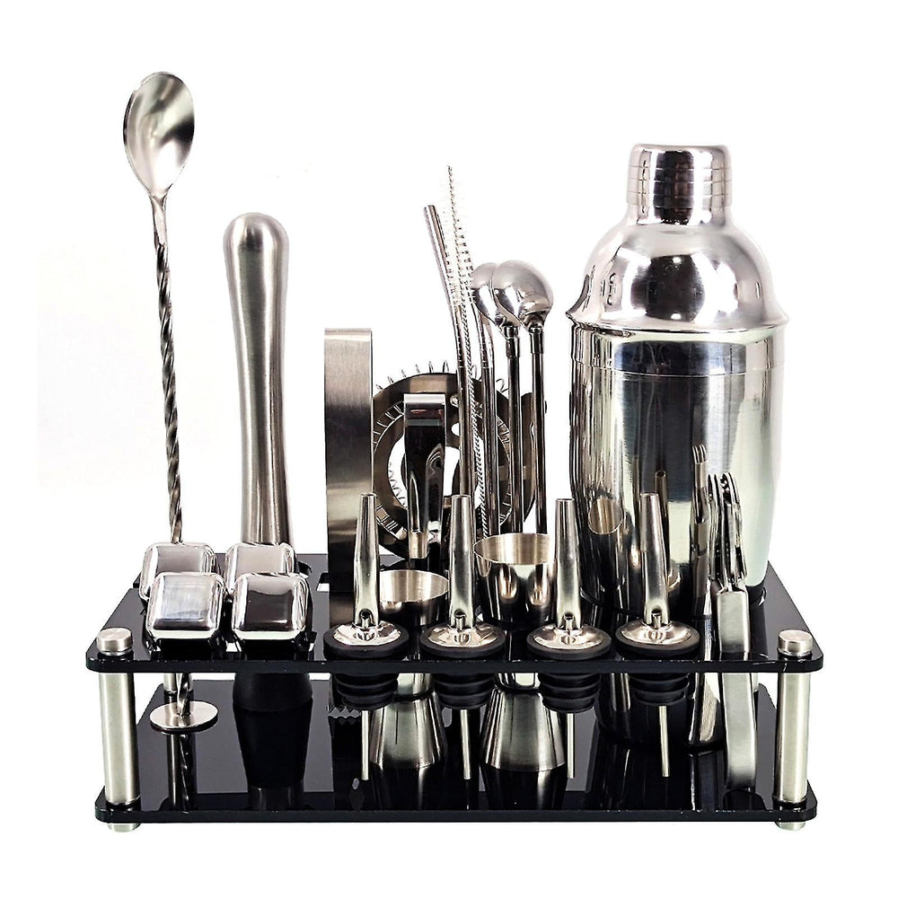 23-Piece Professional Bartender Kit - Versatile Stainless Steel Martini Cocktail Shaker with Stand and Bar Accessories