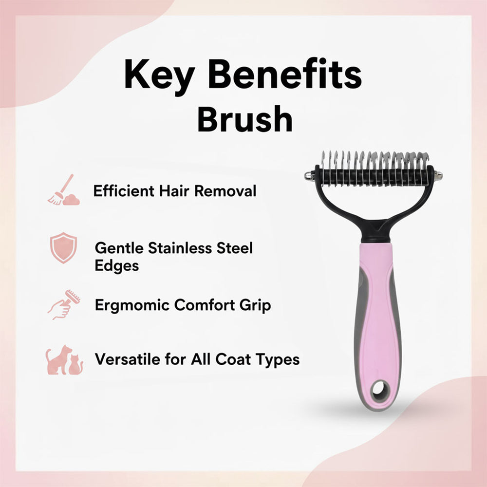 Pet Deshedding Brush - Gentle Grooming Tool - For Dogs and Cats