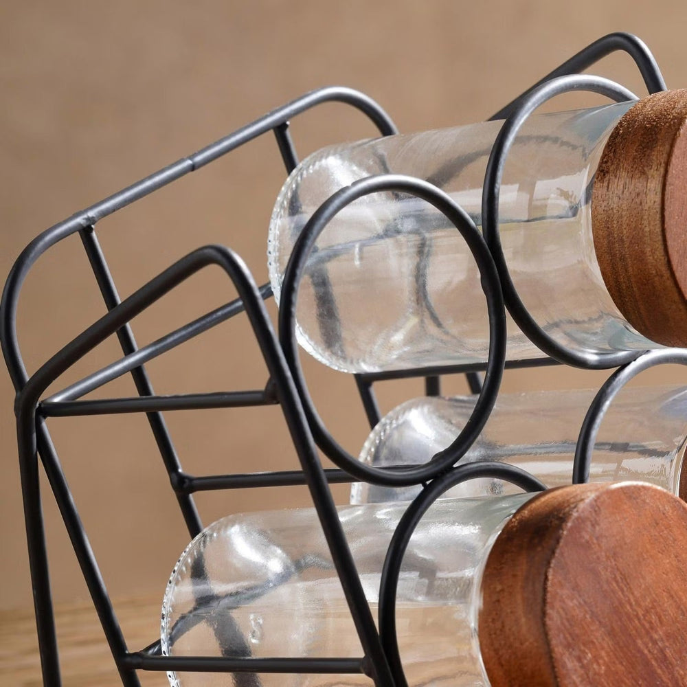 Virella 6 Piece Jar Set for Spices with Slanted Stand