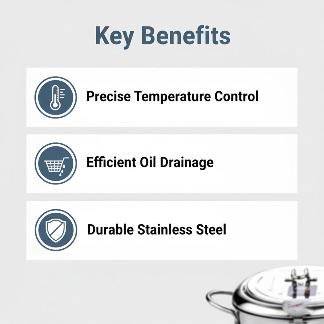 Deep Fryer Pot - Stainless Steel - Thermometer