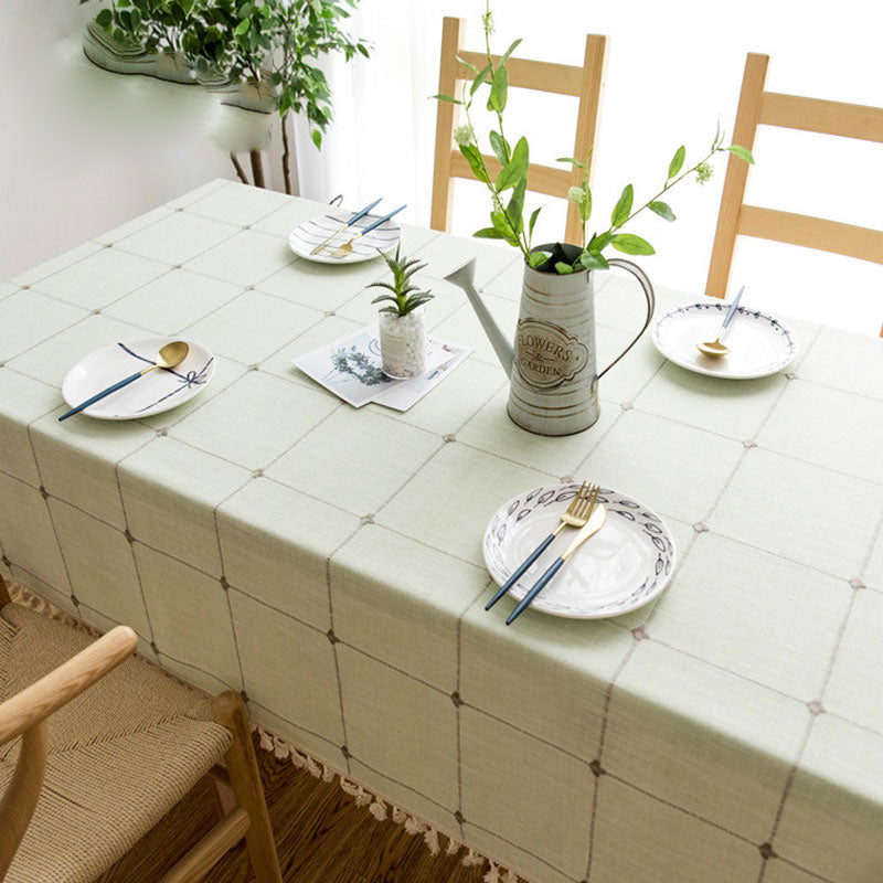 Waterproof Oil-Resistant Rectangular Tablecloth - Cotton Linen, Wrinkle-Resistant for Kitchen, Dining Room, Buffet, and Party