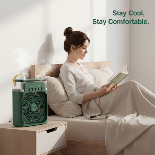 Mini Air Cooler - Spray Humidifier - Silent Fan