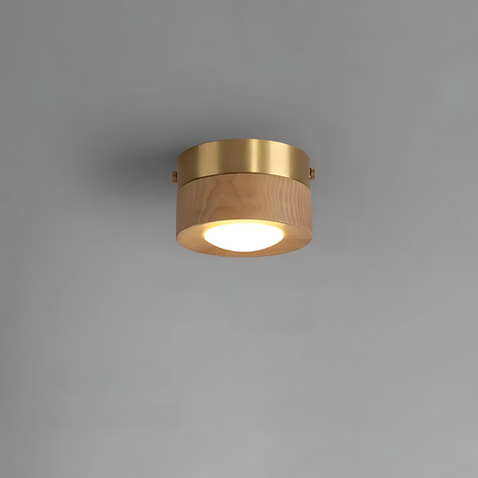 Walnut Ceiling Lamp with LED Spotlights