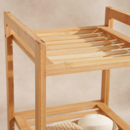 3-Tier Bamboo Bath Rack, 30x30x57cm, Natural Finish