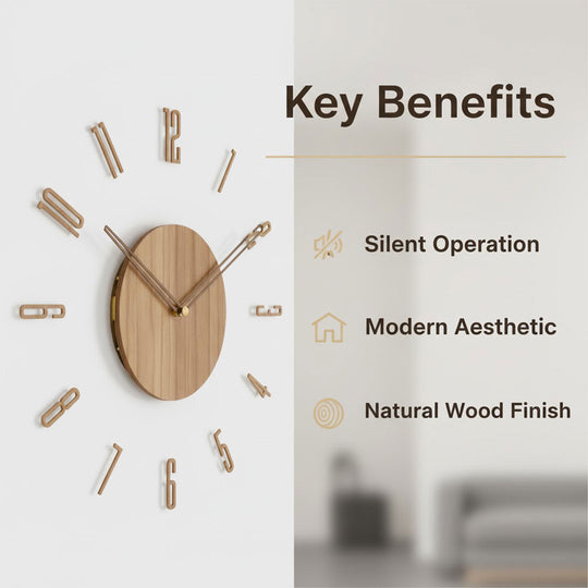 Wooden Wall Clock - Minimalist Design - Silent Movement