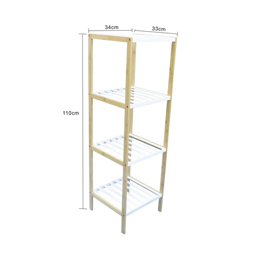 4-Tier Bamboo Bath Shelf, 34x33x110cm, White