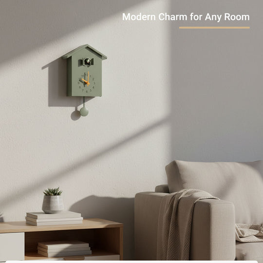 Cuckoo Wall Clock - Minimalist Design - Black and White