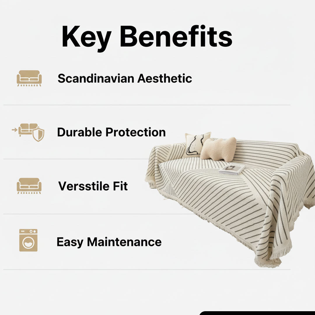 Sofa Throw Blanket - Scandinavian Design - Tassel Edge